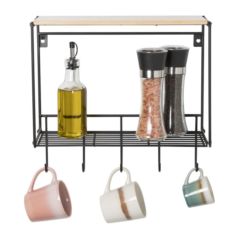 Keukenrekje - ijzer/bamboe - 33x33x15 cm