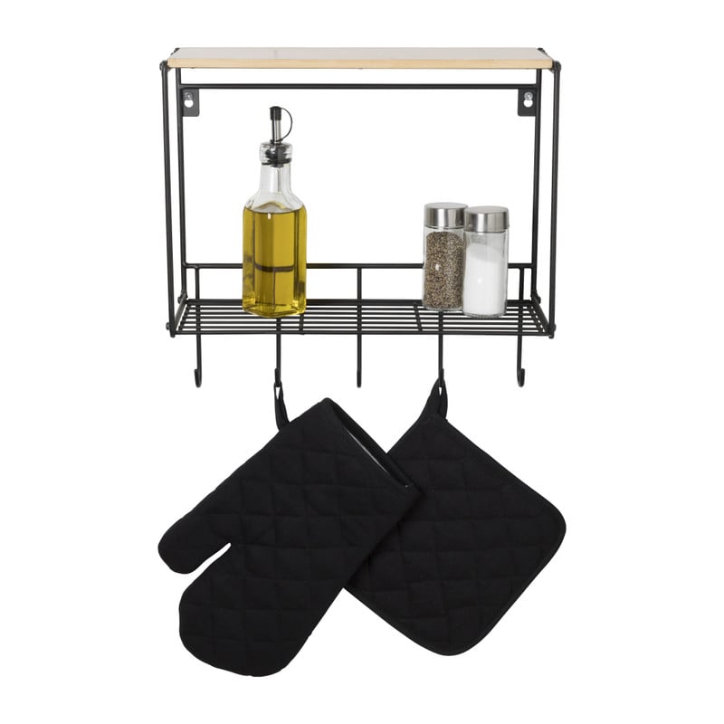 Keukenrekje - ijzer/bamboe - 33x33x15 cm