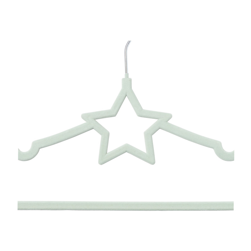 Kinder kledinghanger ster - vilt - groen - set van 5
