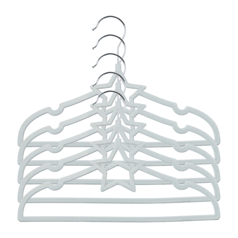 Kinder kledinghanger ster - vilt - blauw - set van 5