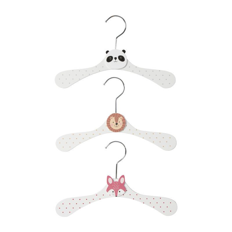 Kinder kledinghanger dieren - wit - set van 3