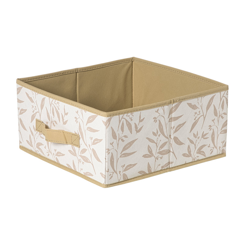 Opbergdoos leafs - bruin/beige - 15x30x30 cm