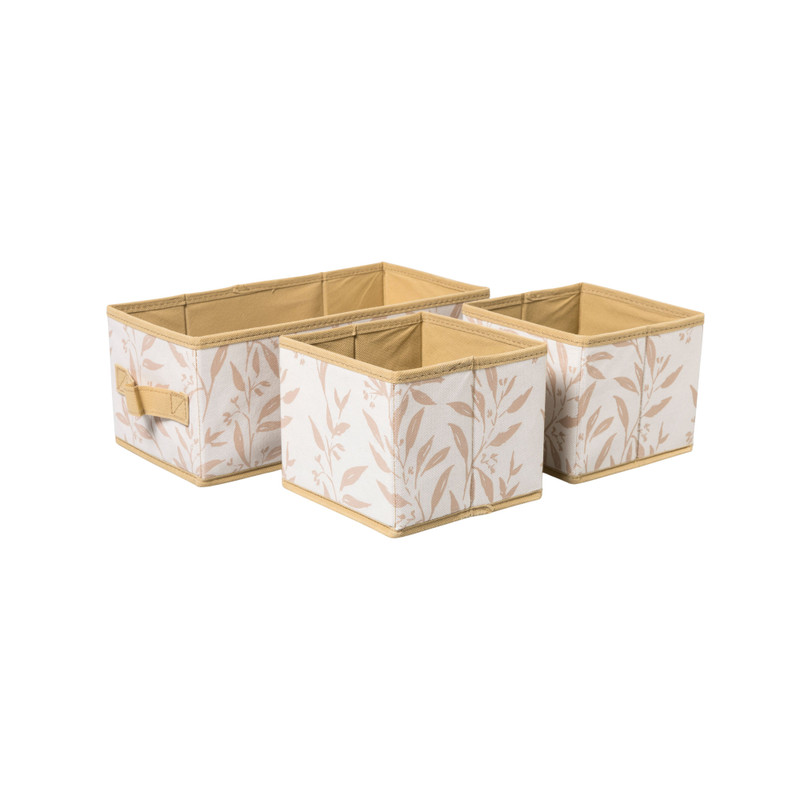 Opbergdozen leafs - bruin/beige - set van 3