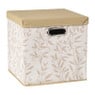 Opbergdoos met deksel leafs - bruin/beige - 30x30x30 cm
