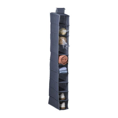 Hang organiser met 10 vakken - grijs - 154x34x6 cm