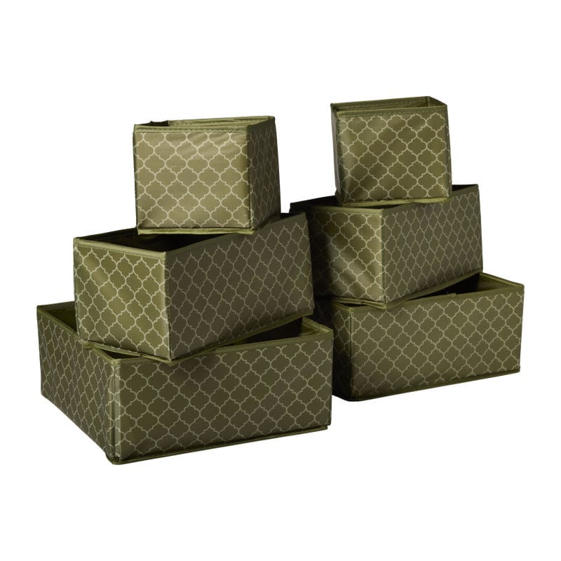 Organiser boxen - groen - set van 6