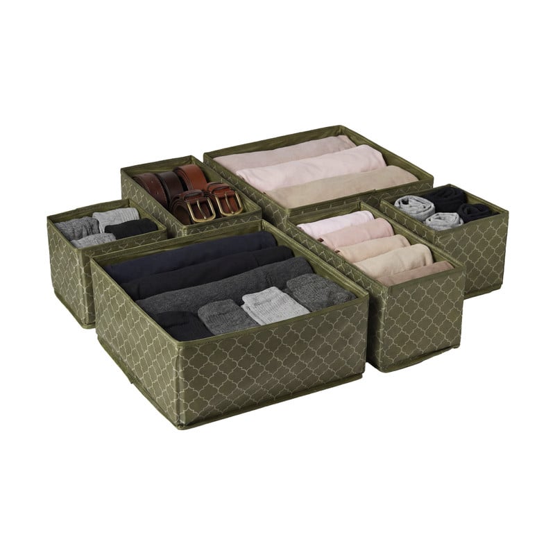 Organiser boxen - groen - set van 6