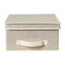 Opbergbox linnen look met deksel - beige -16x30x30 cm