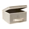 Opbergbox linnen look met deksel - beige -16x30x30 cm
