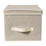 Opbergbox linnen look met deksel - beige - 40x30x30 cm