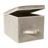 Opbergbox linnen look met deksel - beige - 40x30x30 cm