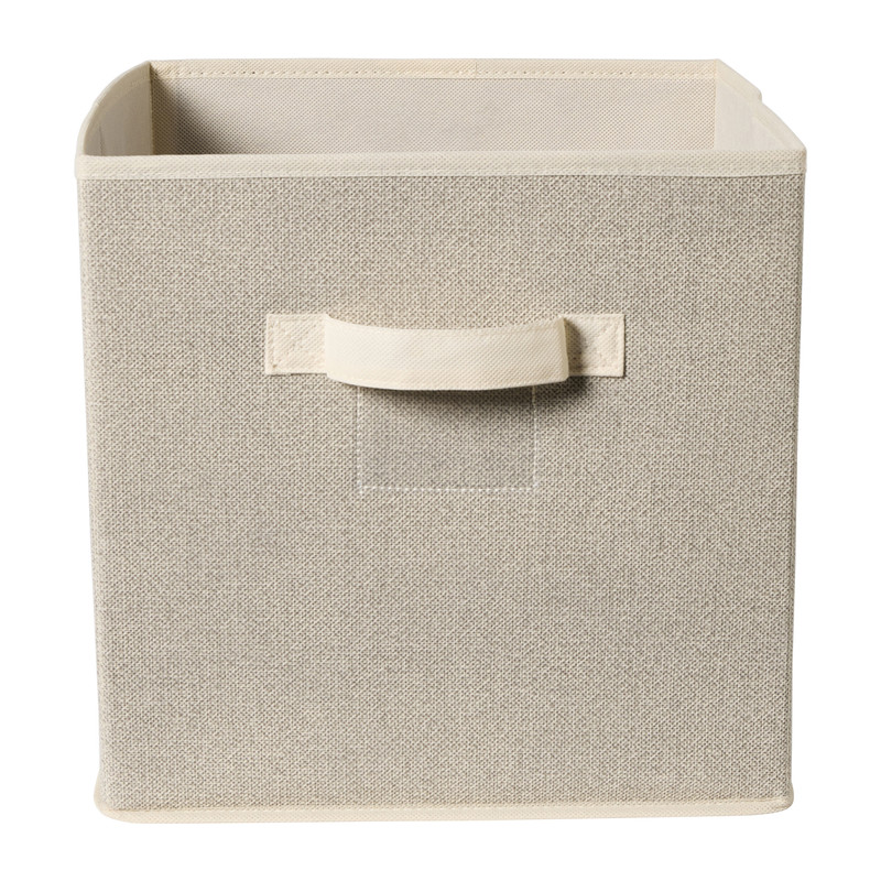 Opbergbox linnen look - beige - 30x30x30 cm 
