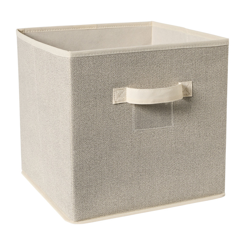 Opbergbox linnen look - beige - 30x30x30 cm 