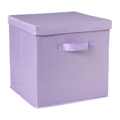 Opbergdoos met deksel - paars - 35x30x15 cm