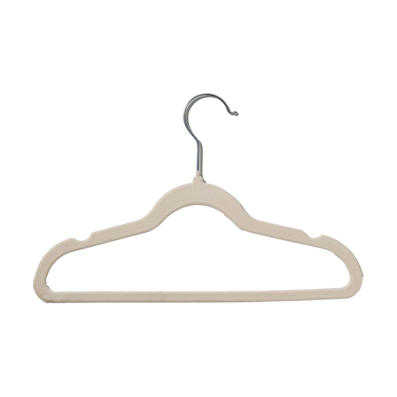 Kledinghangers velvet klein - beige - set van 6