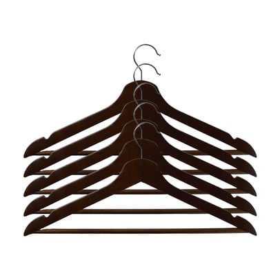 Kledinghangers hout - bruin - set van 5