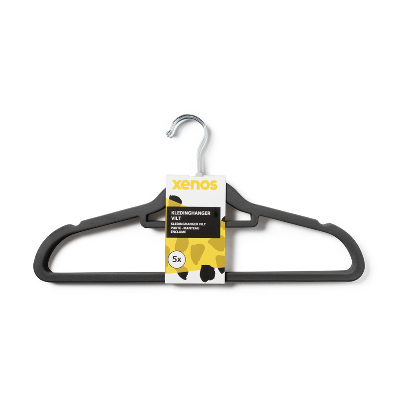 Kledinghanger vilt - zwart - set van 5