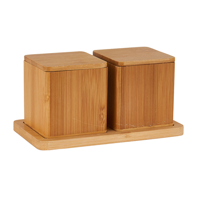 Voorraaddoosjes bamboe - 2 doosjes