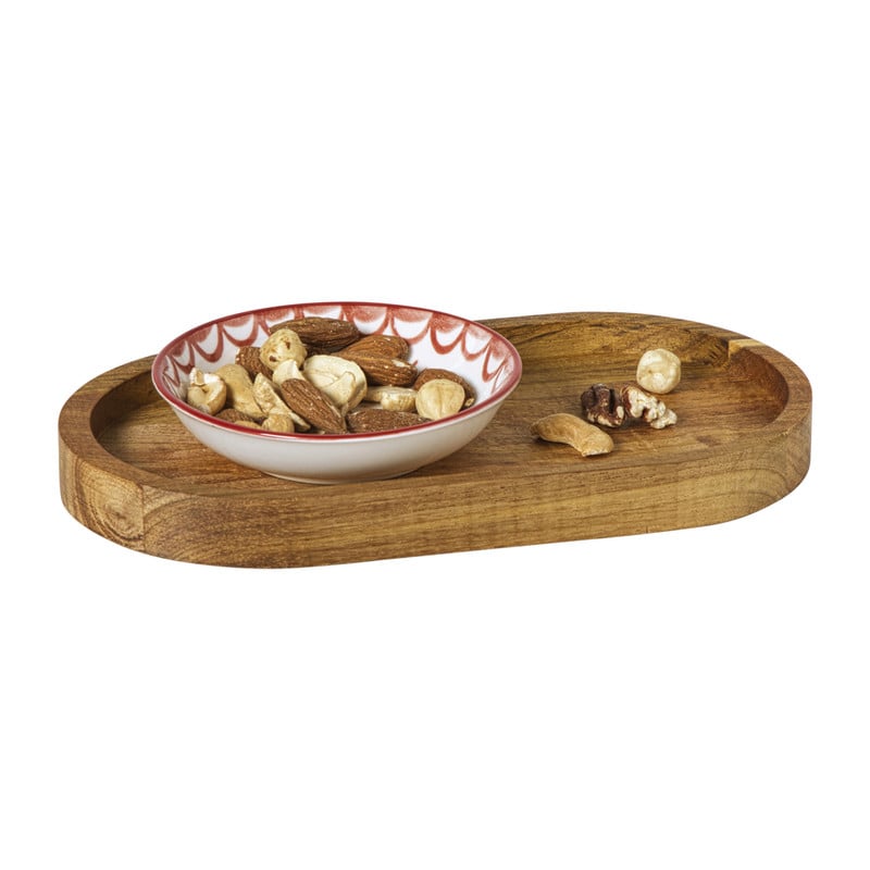 Mini dienblad acacia - bruin - 20x11 cm