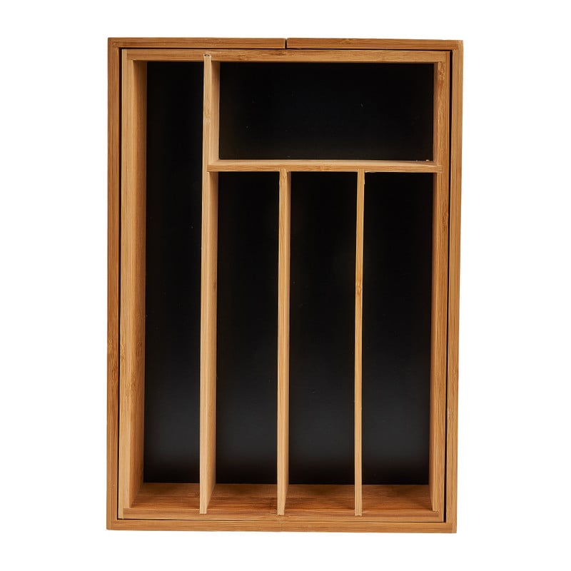 Bestekbak uitschuifbaar - bamboe - 36x38 cm