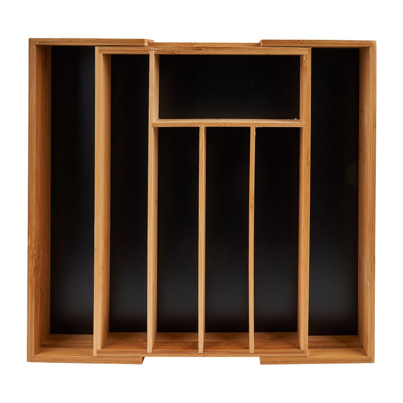 Bestekbak uitschuifbaar - bamboe - 36x38 cm