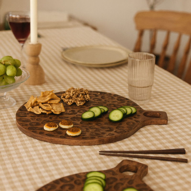 Borrelplank met luipaard print - ø37 cm