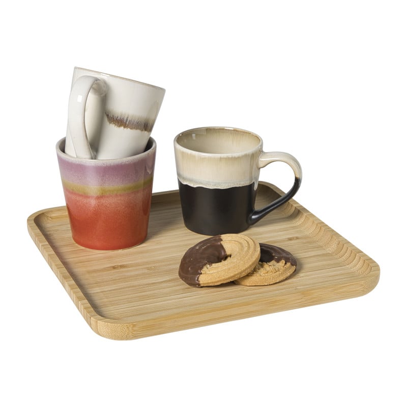 Bamboe tray vierkant - bruin - 1.8x24.5x24.5 cm