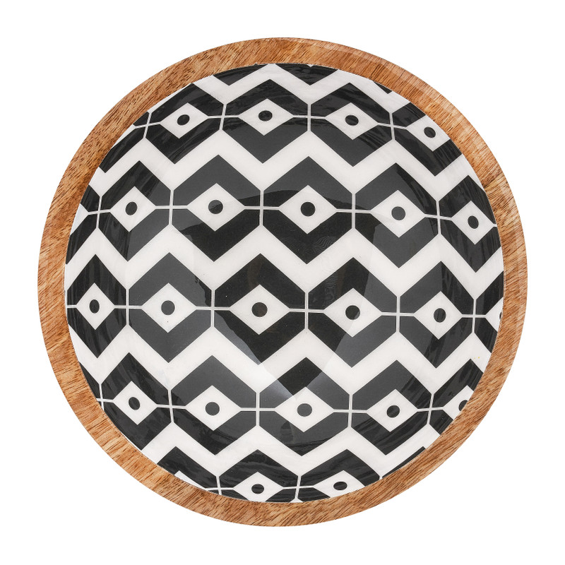 Houten schaal met print - ø20x7 cm 