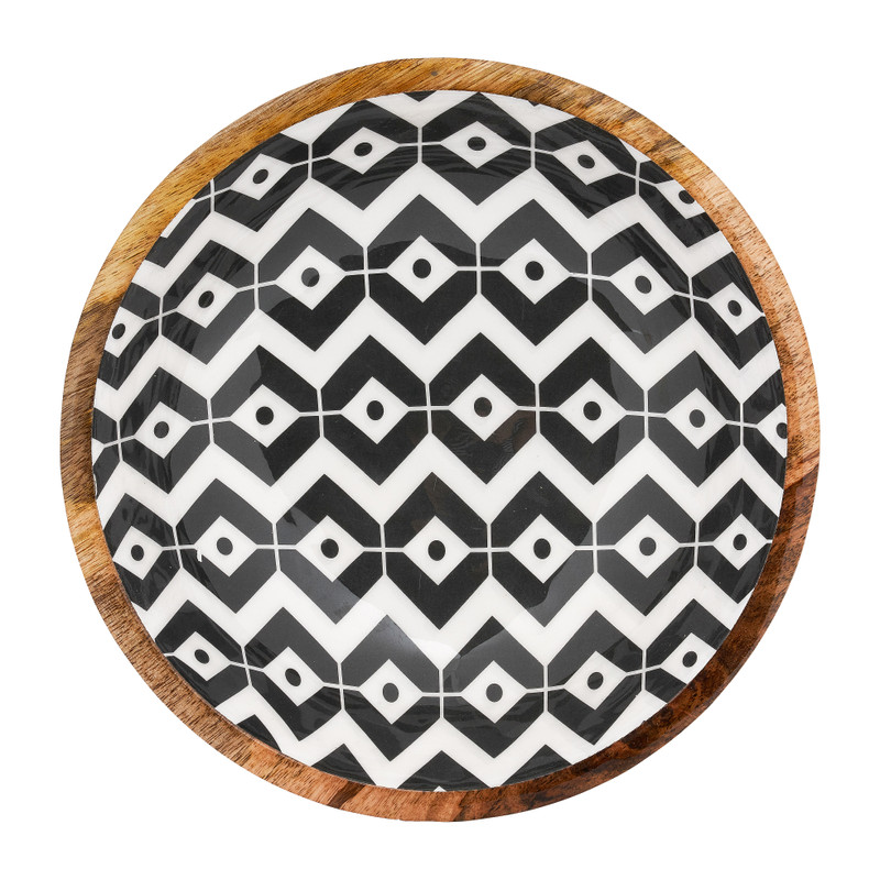 Houten schaal met print - ø25x8 cm 