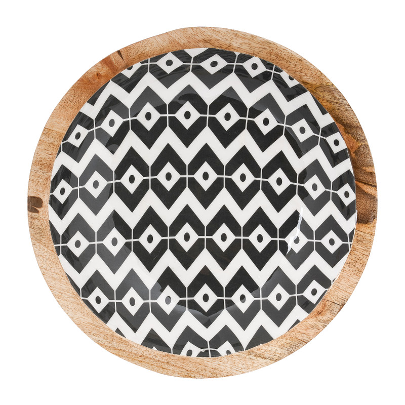 Houten schaal met print - ø30x8 cm 