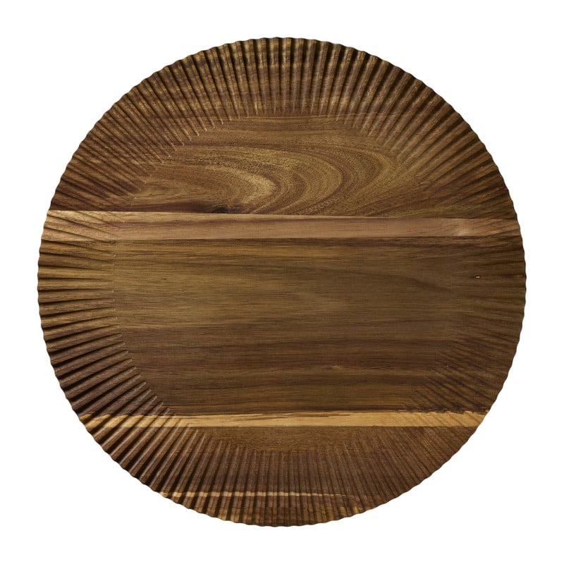 Borrelplank met streepjes - bruin - ø46x1.8 cm