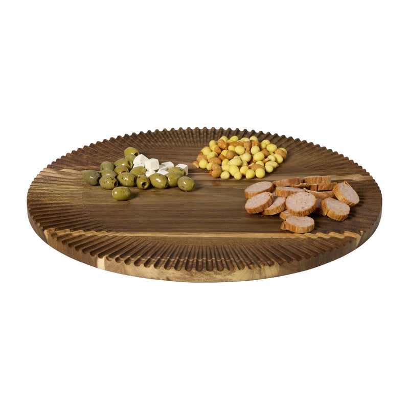 Borrelplank met streepjes - bruin - ø46x1.8 cm