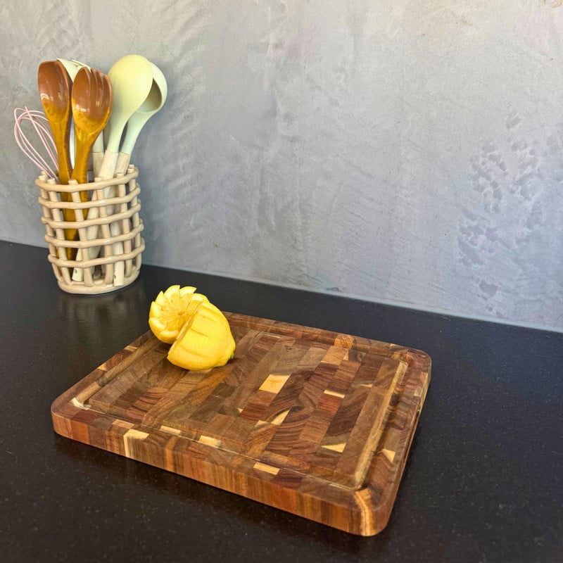 Snijplank acacia gevlamd - bruin - 22x30 cm