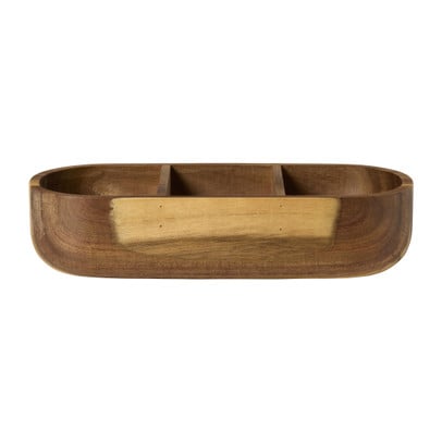 Borrelplankje met 3 vakken acaciahout - bruin - 5x21.5x9 cm