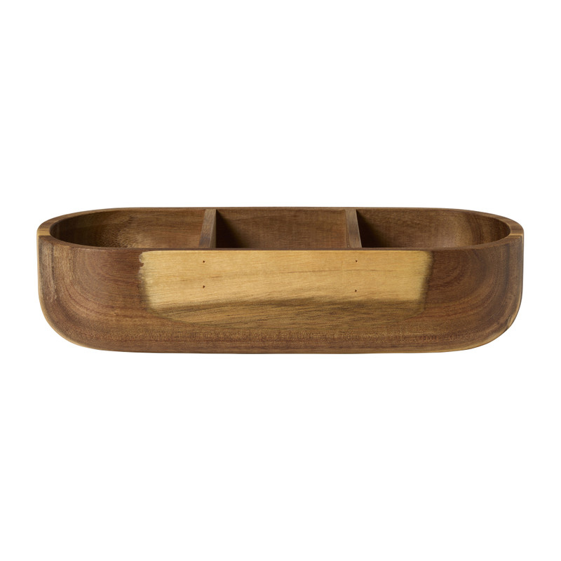 Borrelplankje met 3 vakken acaciahout - bruin - 5x21.5x9 cm