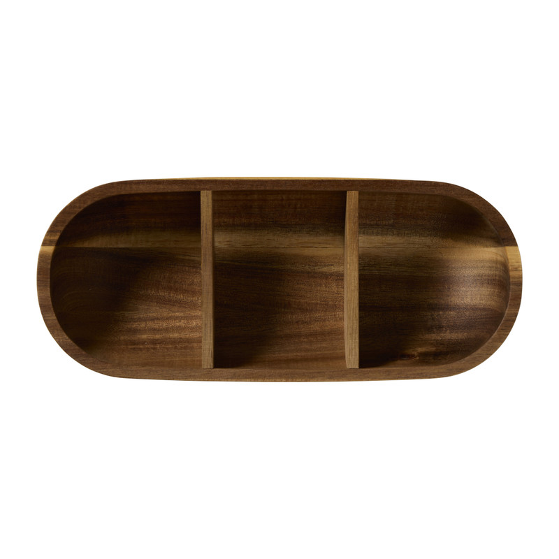Borrelplankje met 3 vakken acaciahout - bruin - 5x21.5x9 cm