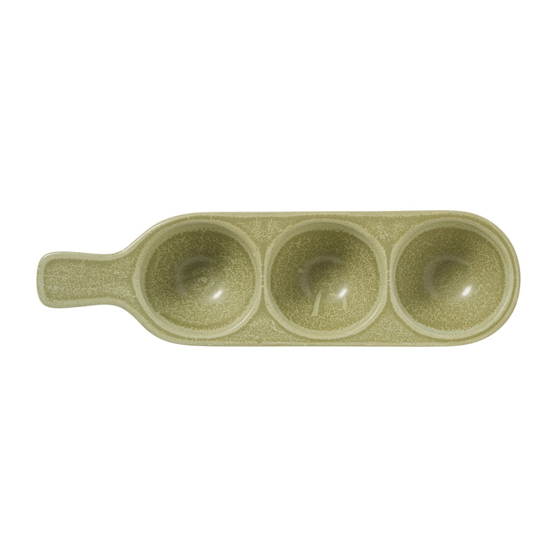 Borrelplateau met 3 vakken - groen - 3.3x26x7.5 cm