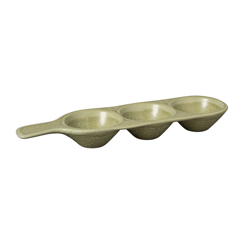 Borrelplateau met 3 vakken - groen - 3.3x26x7.5 cm