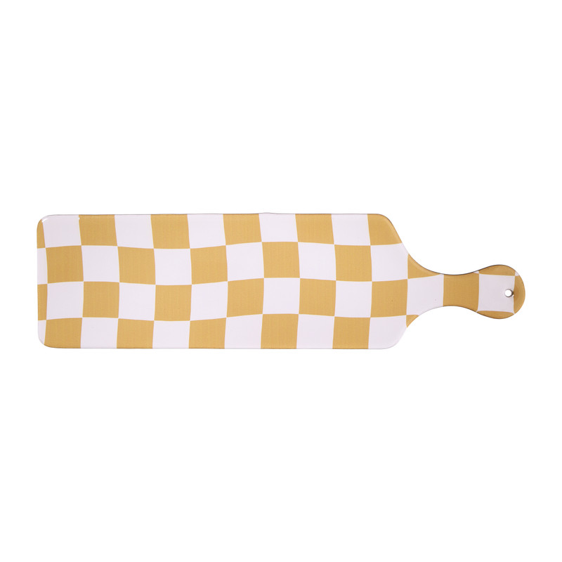 Serveerplank geblokt - bruin - 43x12 cm