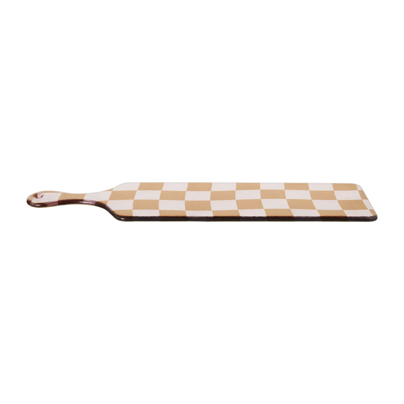 Serveerplank geblokt - bruin - 43x12 cm