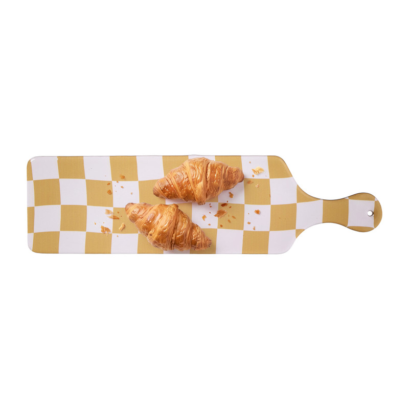 Serveerplank geblokt - bruin - 43x12 cm