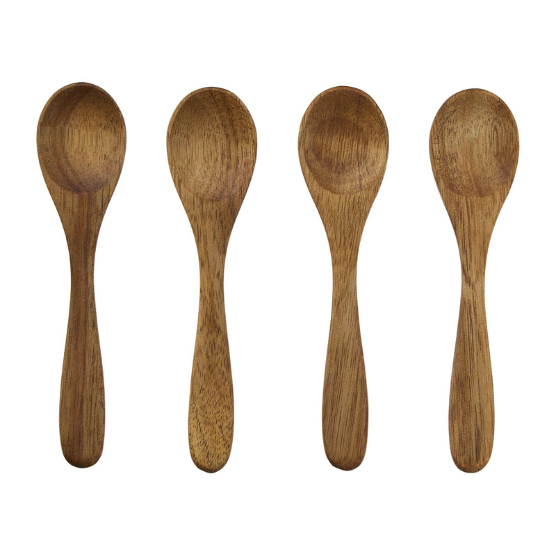 Lepeltjes acaciahout - bruin - set van 4