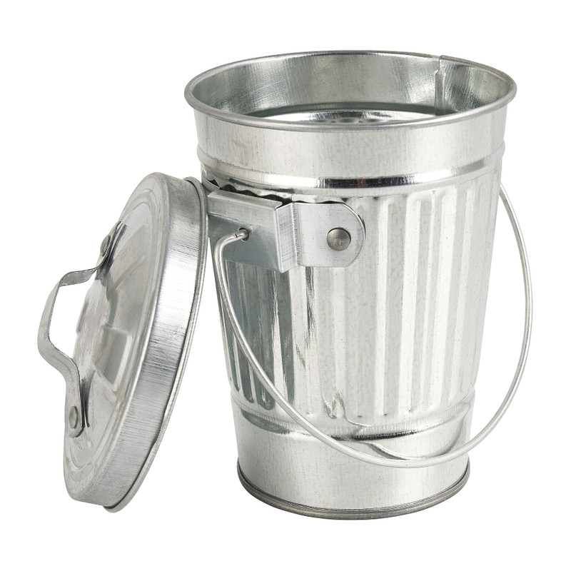 Mini vuilnisbak - zilver - ⌀8.8x11 cm 