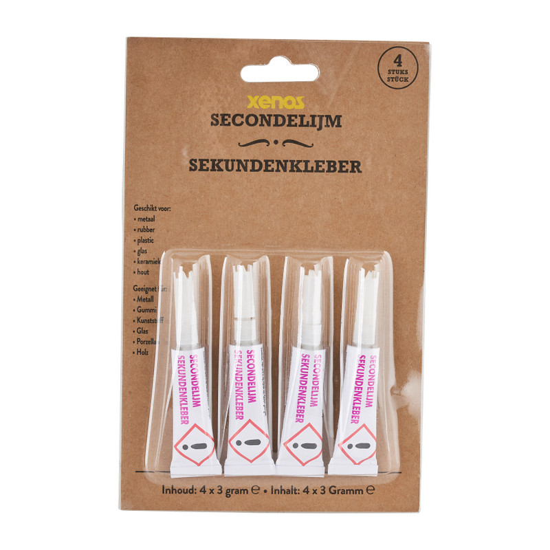 Secondelijm tubes - 3 gram -  set van 4