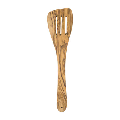 Spatel met gleuven olijfhout - bruin - 30 cm