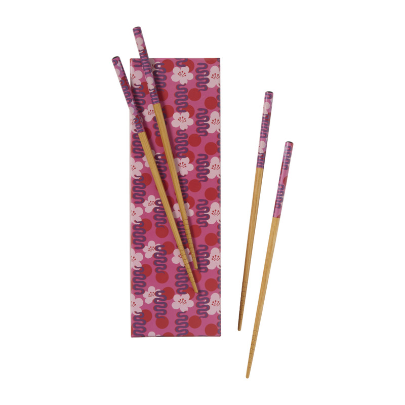 Eetstokjes set met kathouder - set van 4