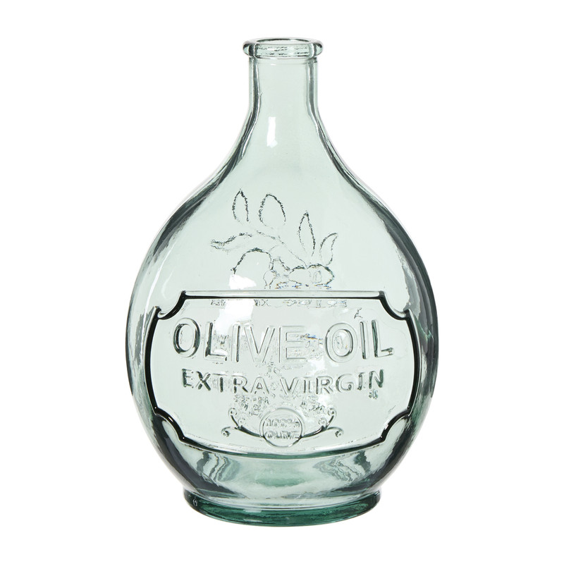Olijfoliefles van gerecycled glas - transparant - 12.5x12.5x24 cm