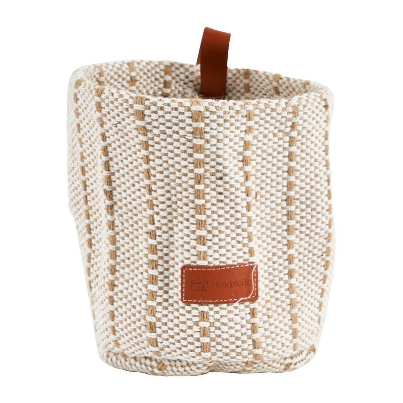 Opbergmand met lus - wit/beige - ø15x15 cm 
