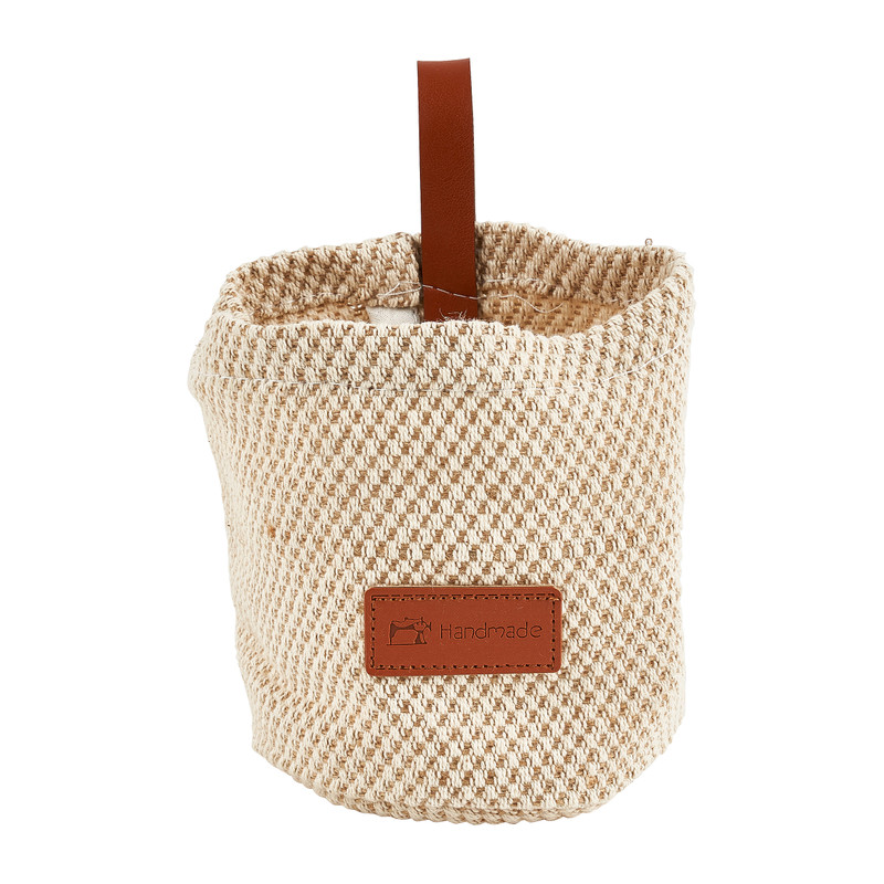 Opbergmand met lus - lichtbeige - ø10x11 cm 