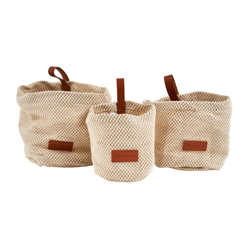 Opbergmand met lus - lichtbeige - ø10x11 cm 